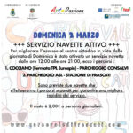 Attivo il servizio navette per Domenica 2 Marzo